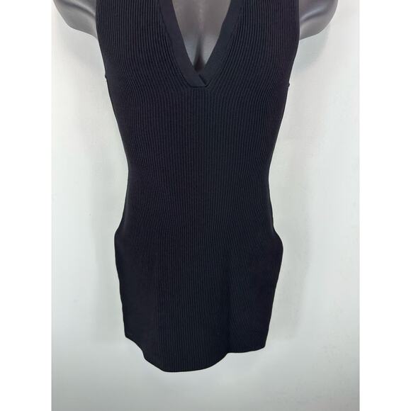 Babaton Ribbed Sculpt Knit Mini Dress Black Size Small BodyCon - Picture 9 of 11
